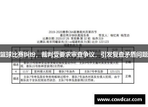 篮球比赛纠纷，裁判受要求审查争议，引发复查矛盾问题